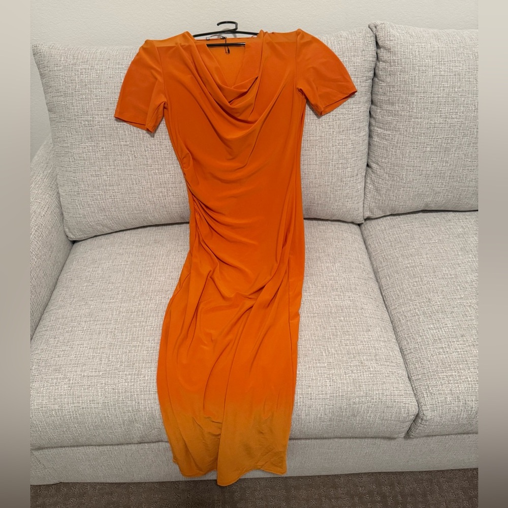 Zara dress NWOT with draped neckline Small - Picture 3 of 4